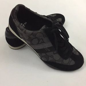 Coach Sz 8 Sneakers Black W Signature Fabric